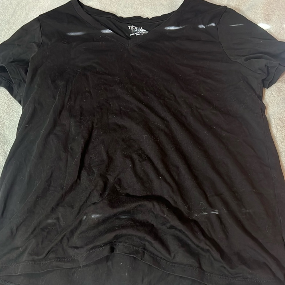 black t shirt, size large, time and tru